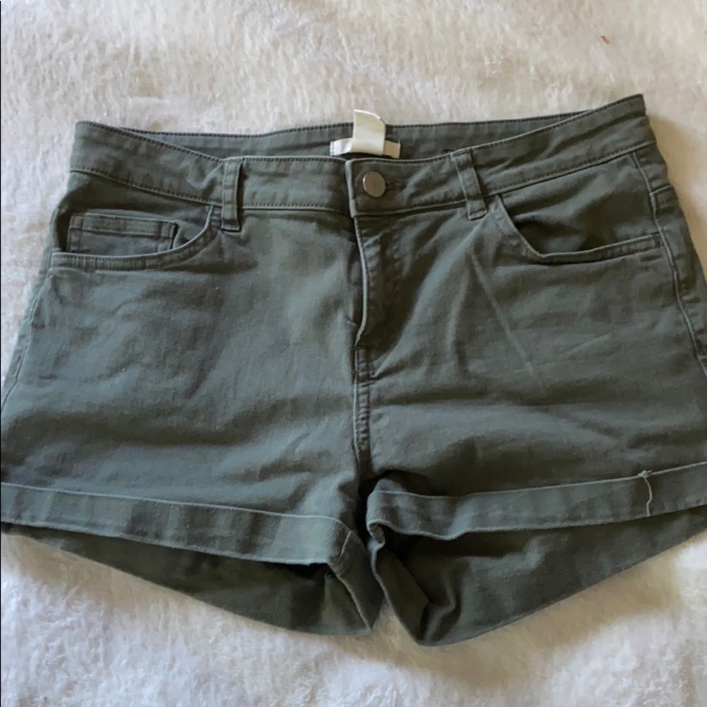 Army green jean shorts